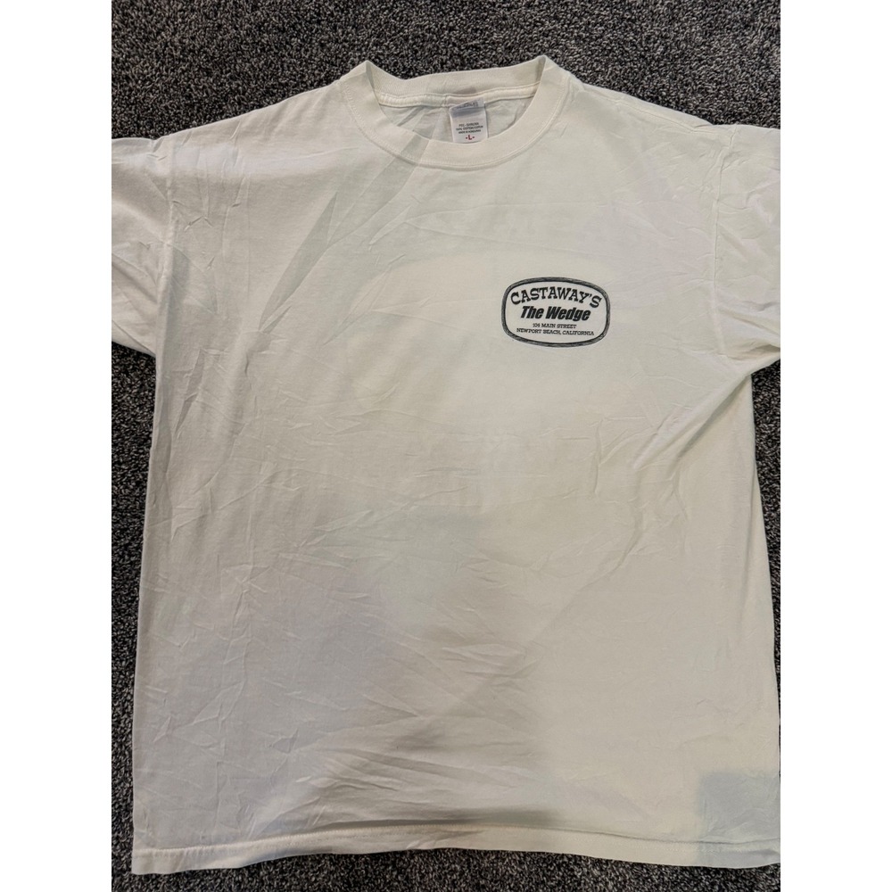 Vintage Anvil Castaways The Wedge Newport Beach Surf T-Shirt White Large